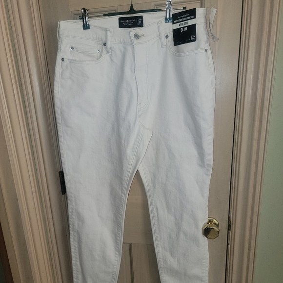 NWT Mens Off White Abercrombie and Fitch Stretch Sport Slim Jeans 33 x 30 - Picture 12 of 13